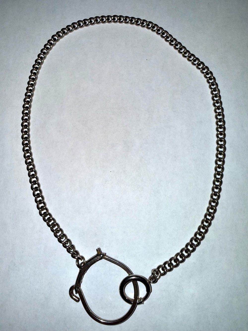 Choker Stainless Steel Curb Chain Silver Ring Open Circle Necklace Toggle